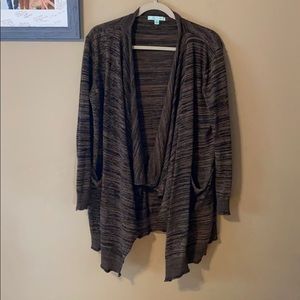 Flowy Brown and black sweater cardigan.